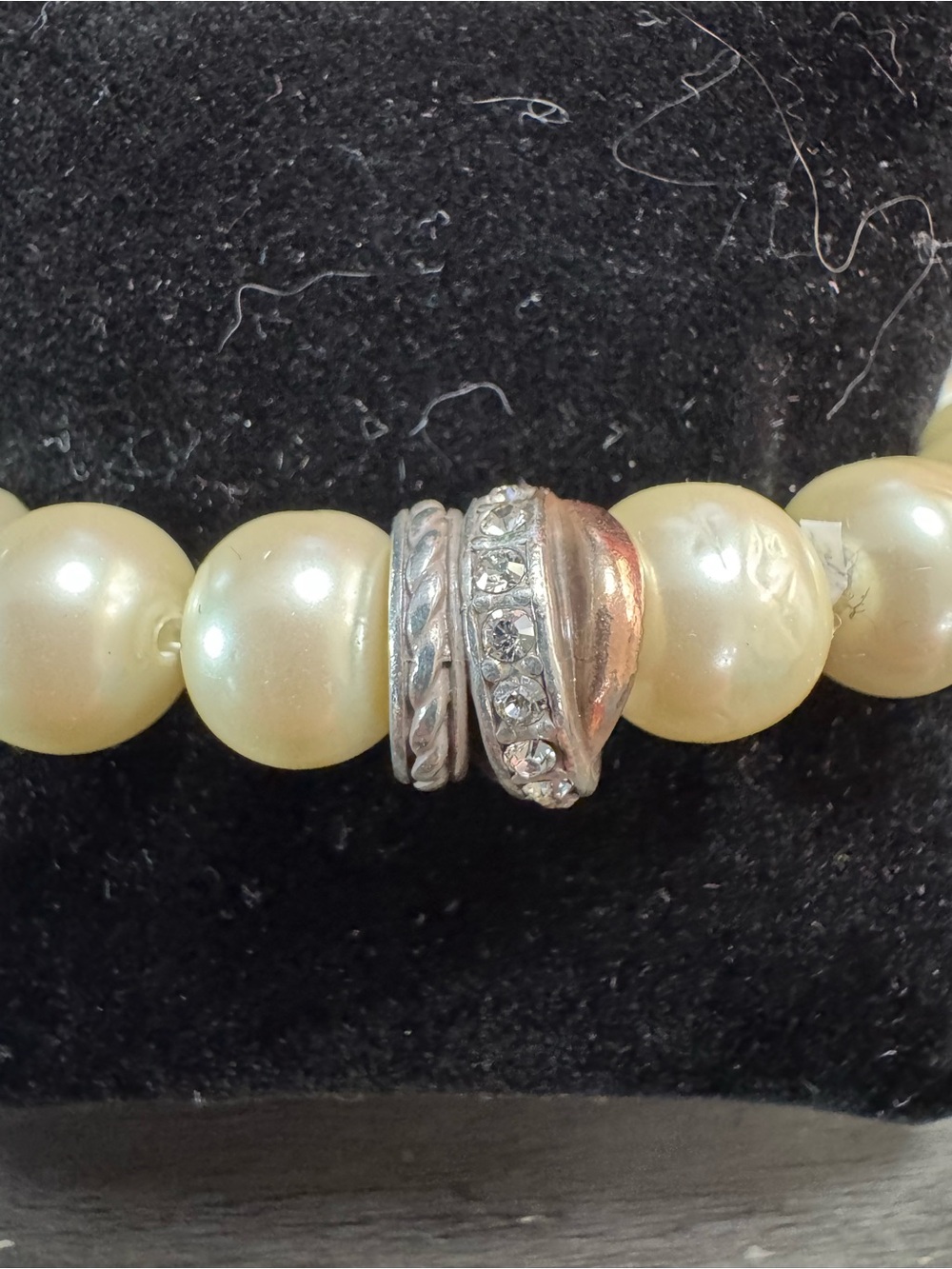 Brighton Classic Pearl Bead Bracelet with Silver Crystal Accent